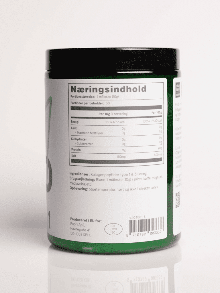 Grüne Dose mit schwarzem Deckel und weißem Etikett mit Nährwertangaben, Zutaten und Barcode