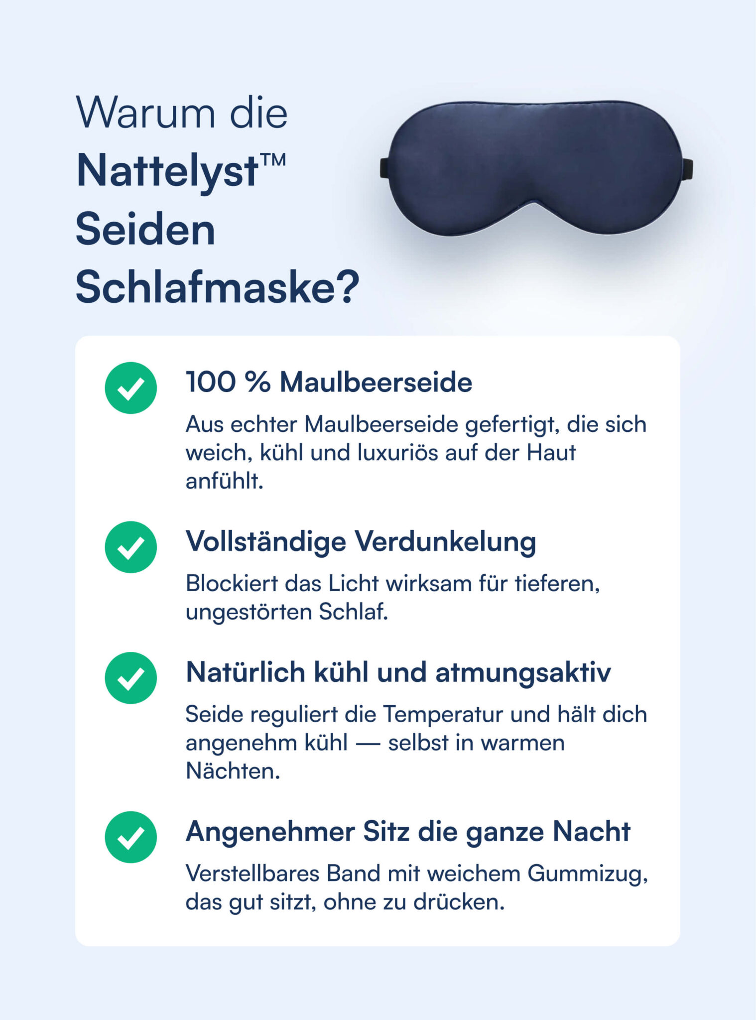 Seidenschlafmaske aus 100 % Maulbeerseide