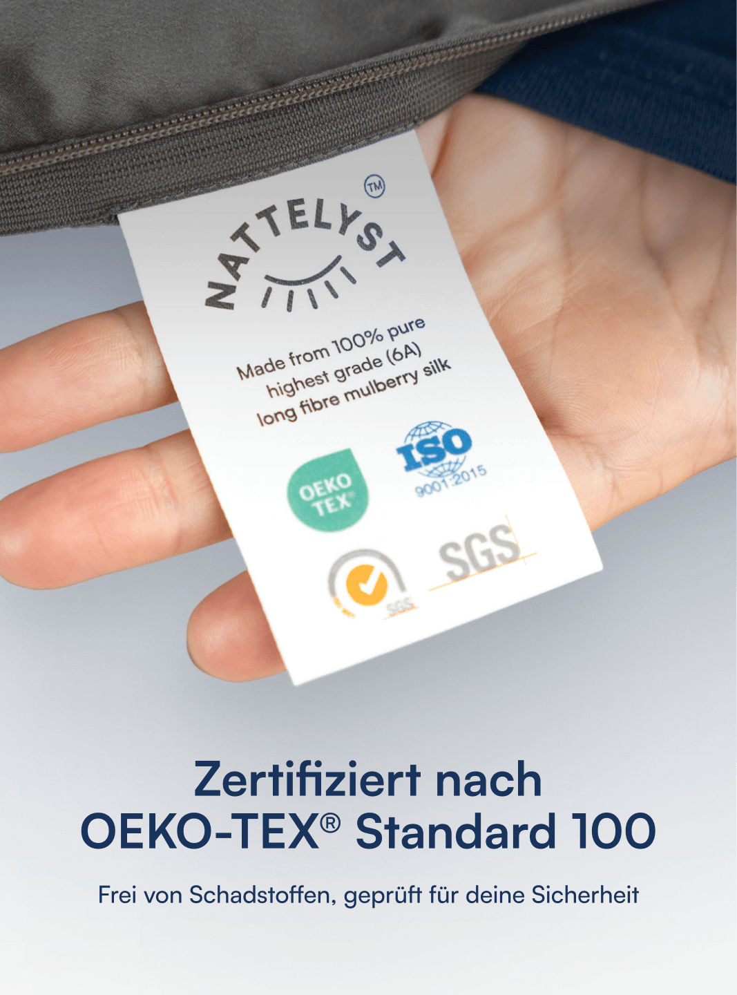 Kissenbezug aus 100 % Maulbeerseide (OEKO-TEX) Hellgrau