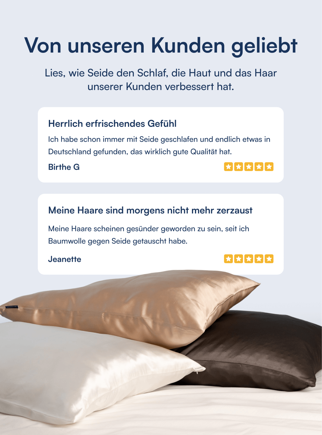 Kissenbezug aus 100 % Maulbeerseide (OEKO-TEX) Hellgrau