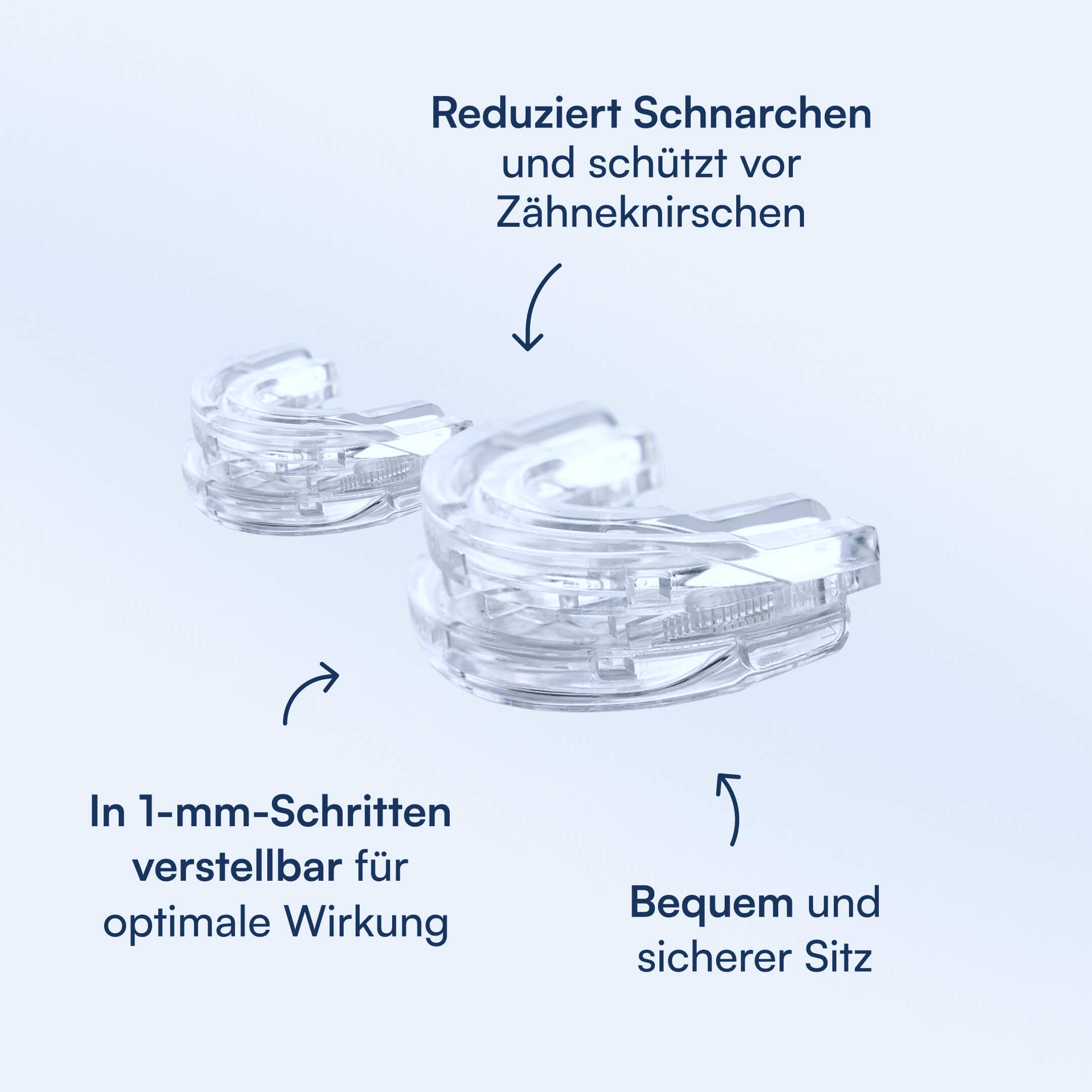 Transparente, verstellbare Anti-Schnarch-Schiene, schützt vor Zähneknirschen und bietet sicheren Sitz