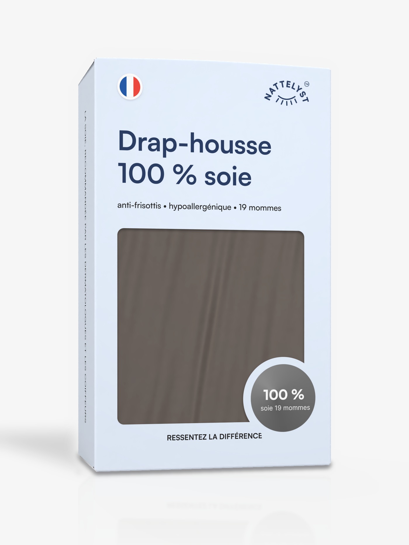 Drap-housse 100 % soie de mûrier (OEKO-TEX) Gris foncé