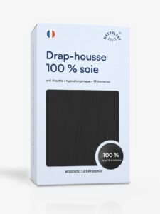 Drap-housse 100 % soie de mûrier (OEKO-TEX) Noir