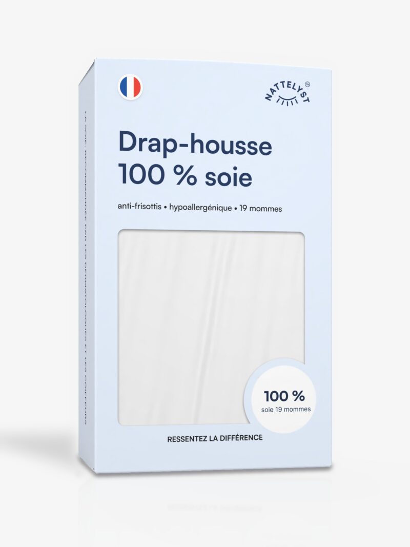 Drap-housse 100 % soie de mûrier (OEKO-TEX) Blanc