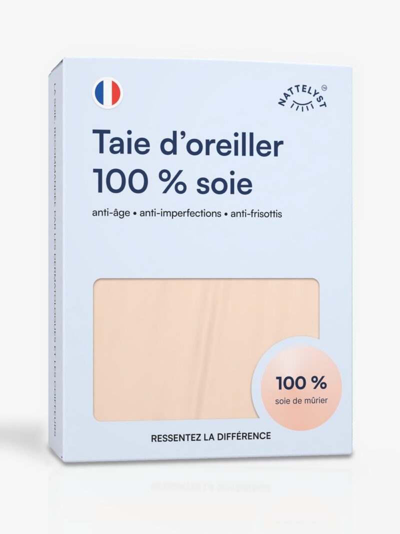 Taie d'oreiller 100 % soie de mûrier (OEKO-TEX) Beige
