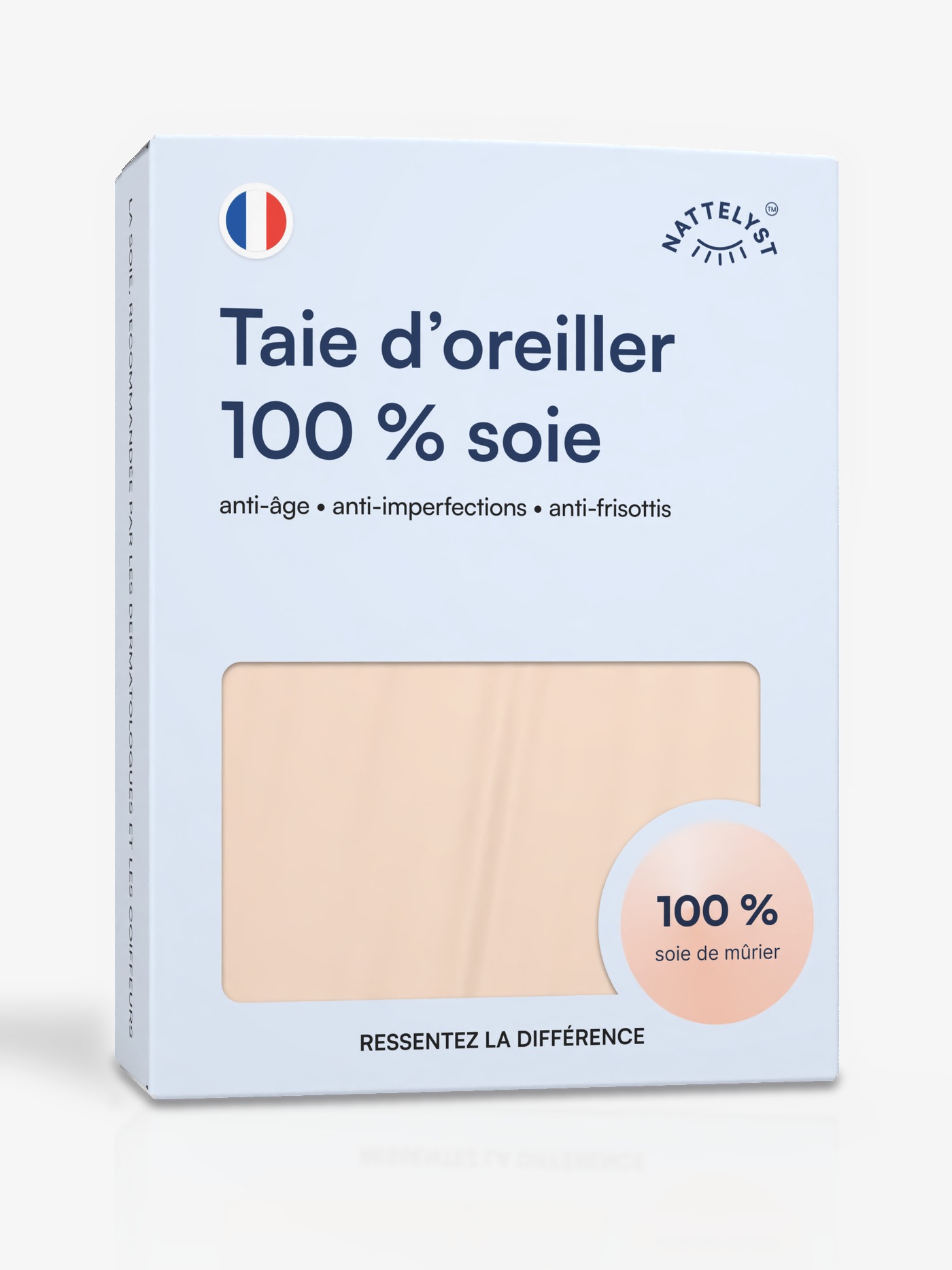 Taie d'oreiller 100 % soie de mûrier (OEKO-TEX) Beige