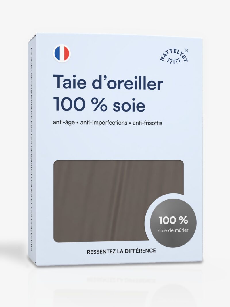 Taie d'oreiller 100 % soie de mûrier (OEKO-TEX) Gris foncé