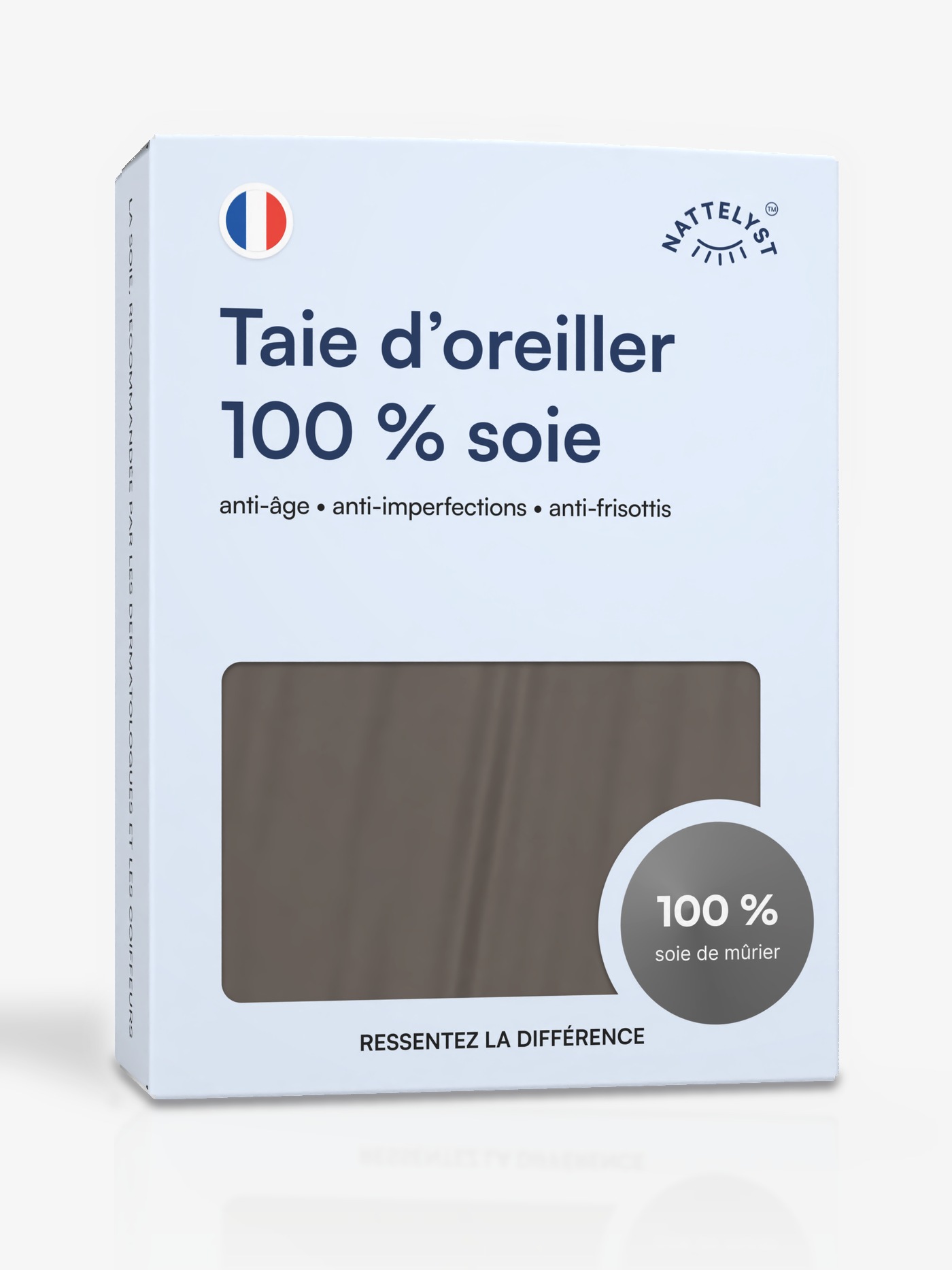 Taie d'oreiller 100 % soie de mûrier (OEKO-TEX) Gris foncé