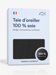 Taie d'oreiller 100 % soie de mûrier (OEKO-TEX) Noir
