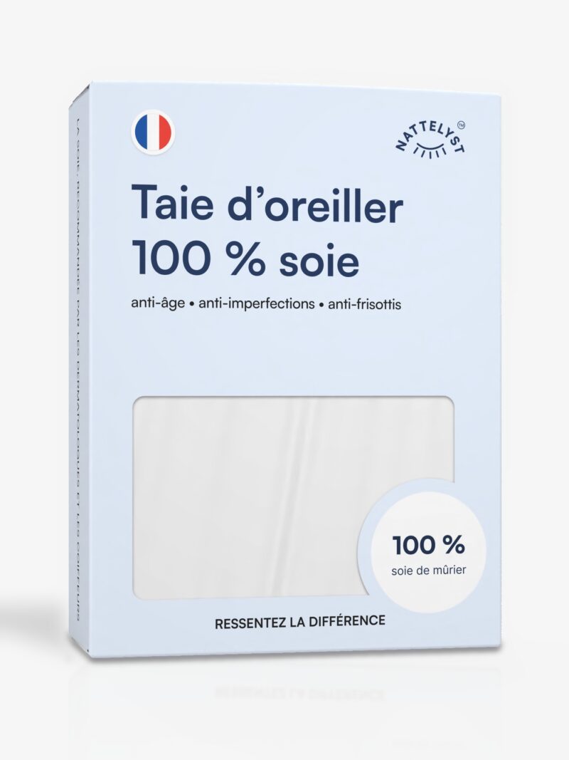 Taie d'oreiller 100 % soie de mûrier (OEKO-TEX) Blanc