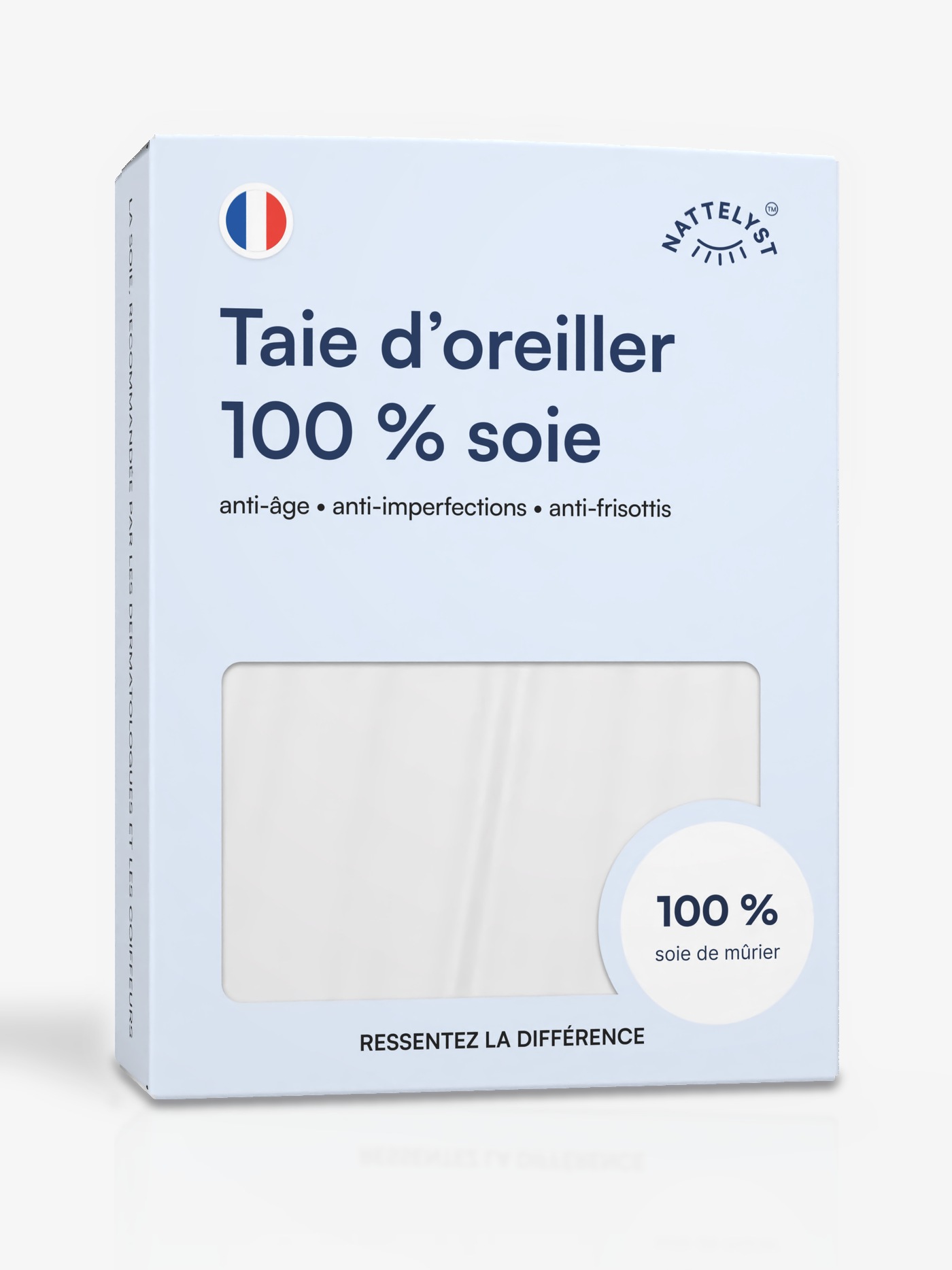 Taie d'oreiller 100 % soie de mûrier (OEKO-TEX) Blanc