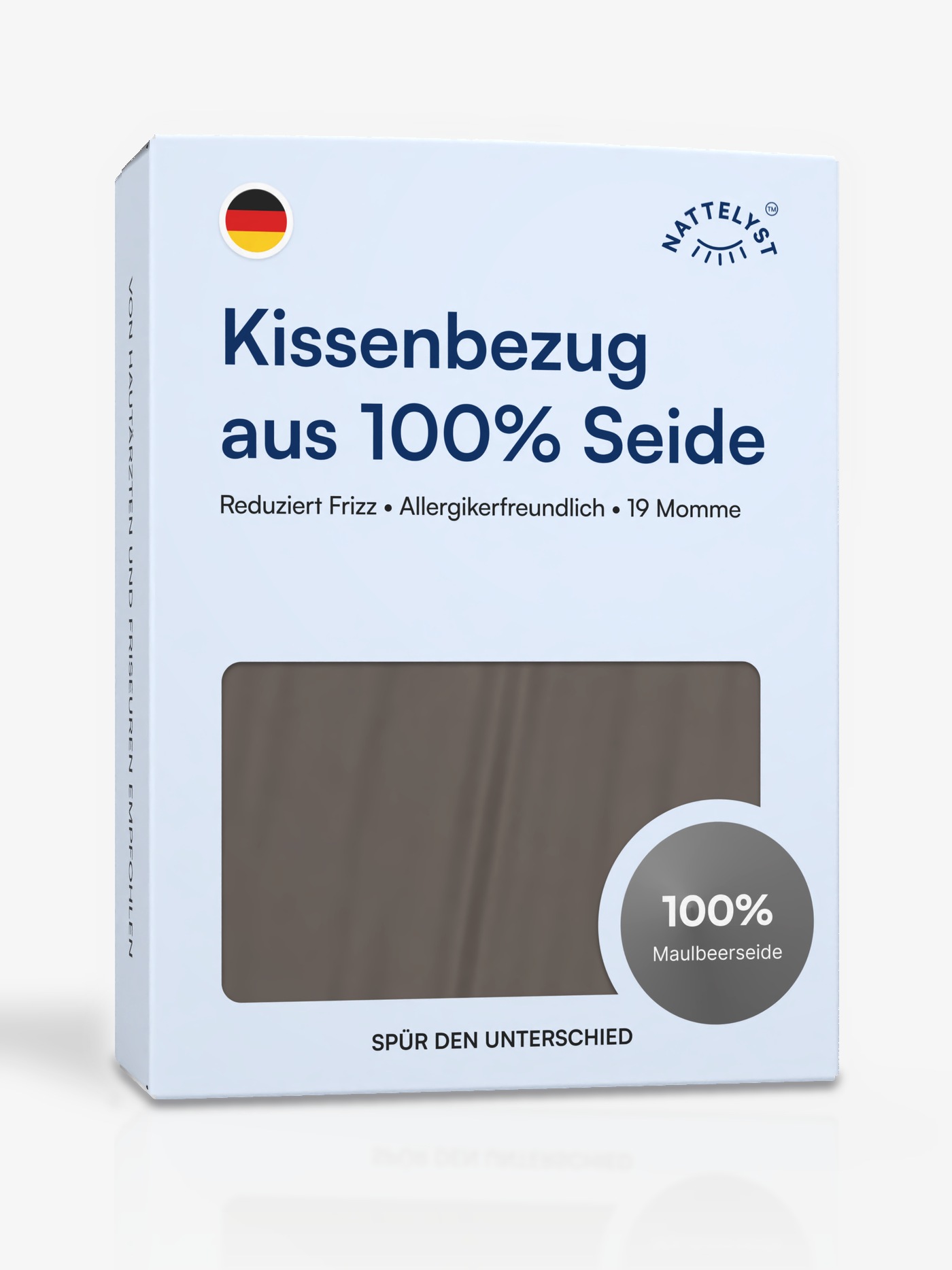 Kissenbezug aus 100 % Maulbeerseide (OEKO-TEX) Dunkelgrau