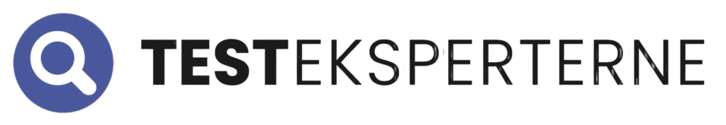 Blaue Lupe in Kreis links neben schwarzem Schriftzug TESTEKSPERTERNE