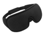 Schwarze 3D-Schlafmaske mit geformten Augenmulden, strukturiertem Bezug und verstellbarem Elastikband